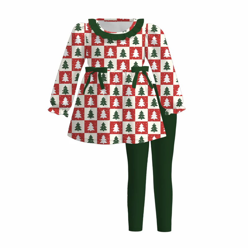 Custom moq 5 each style eta 6-7weeks baby girl clothes Christmas long sleeve pants sets 1 and sets 6-25.7.16