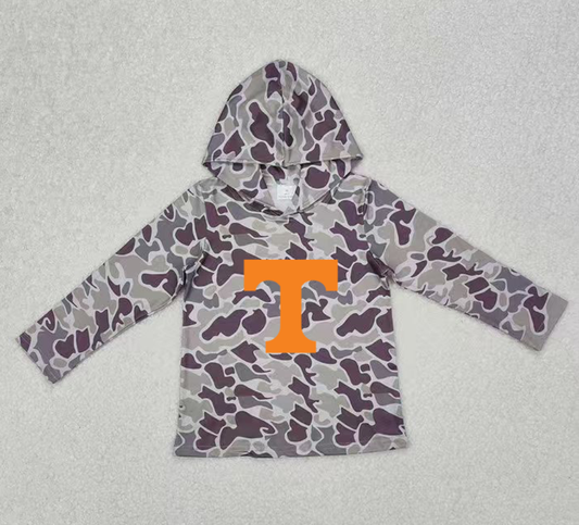 Custom moq 5 mix size milk silk summer team baby girls and boys clothes camouflage hooded long sleeve top-25.10.22