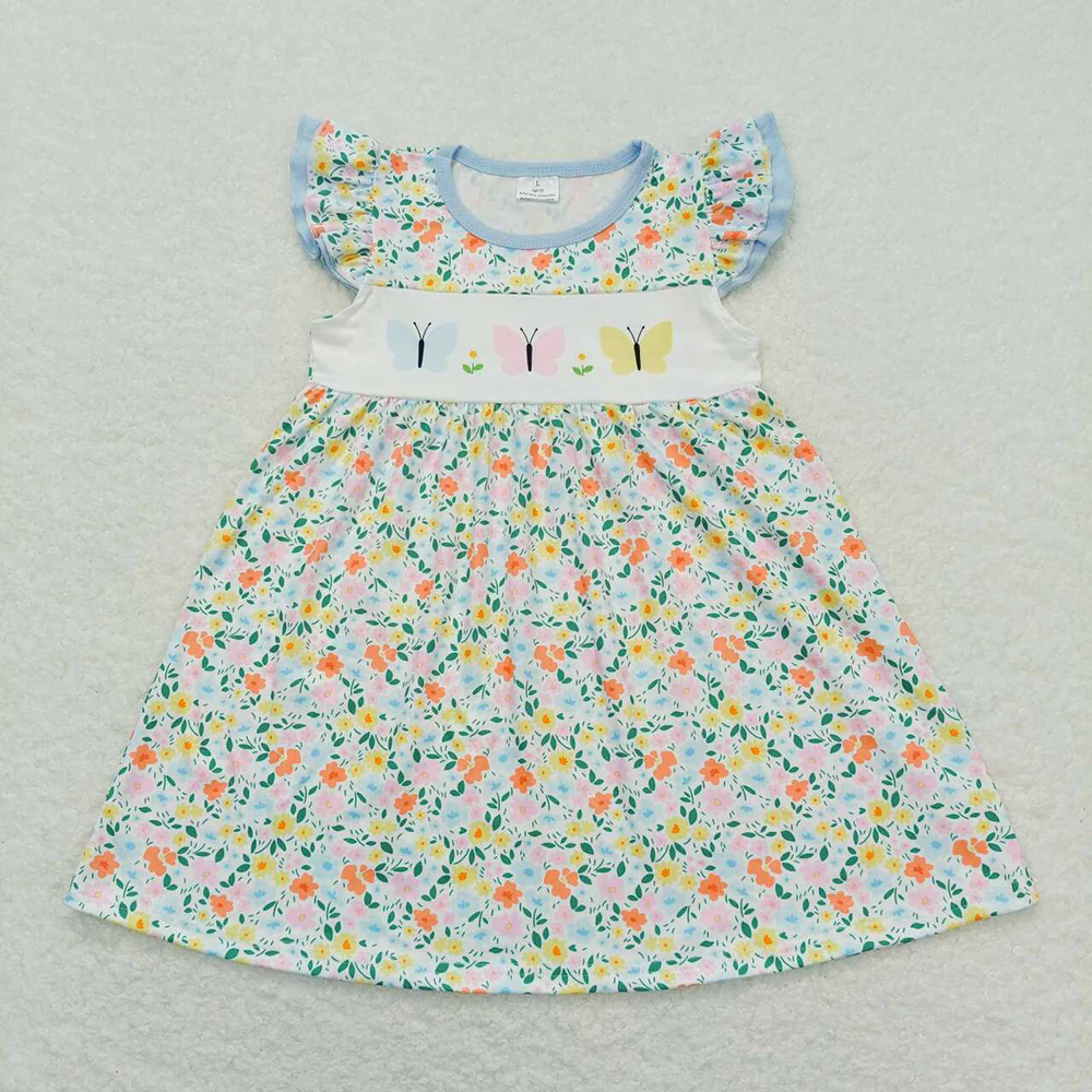 Baby Girls Floral Butterfly Sibling Sister Dress Romper Clothes Sets
