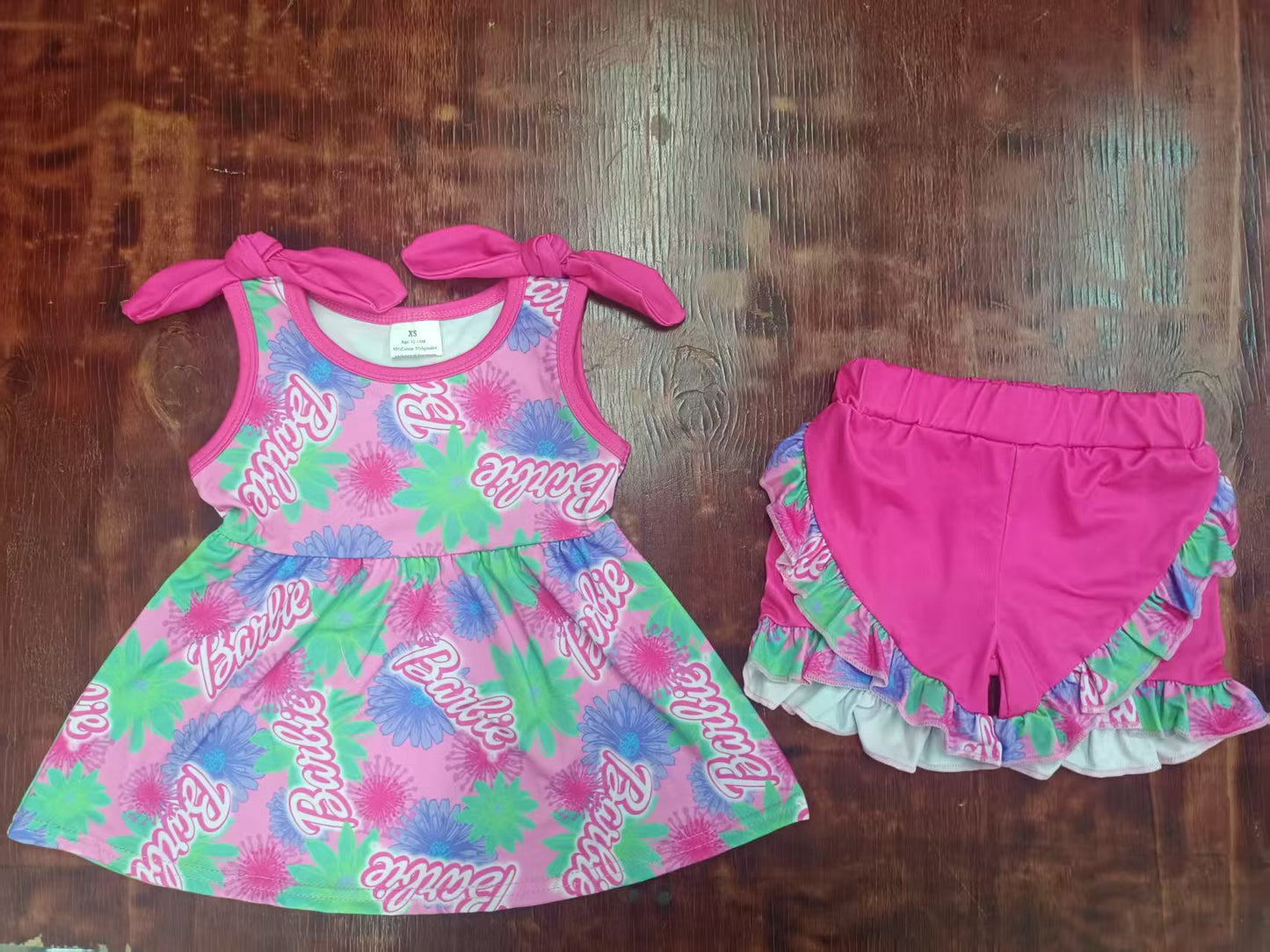 Custom moq 3 eta 6-7weeks baby girls clothes floral purple sleeveless shorts sets
