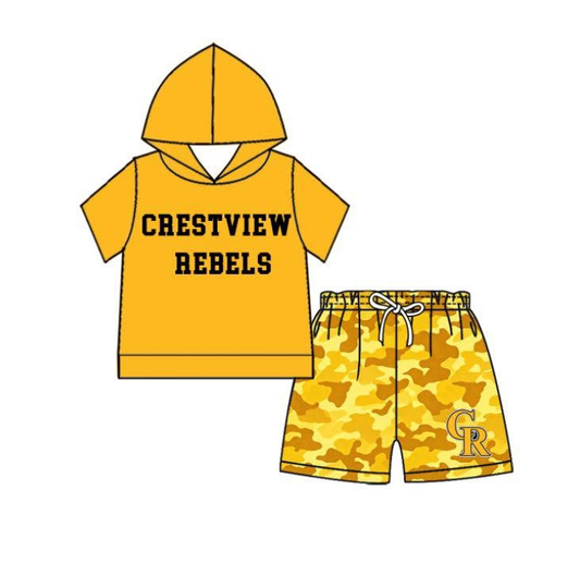 custom moq 5 mix size KABRAT0102 Adult Short Sleeve Hooded Top Camo Shorts Team Clothes Set