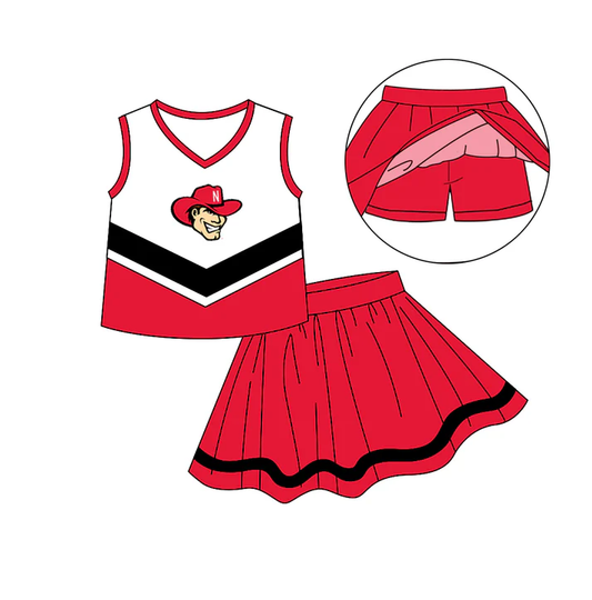 Custom moq 5 each style eta 6-7weeks baby girl clothes team red sleeveless skirts sets-25.8.6