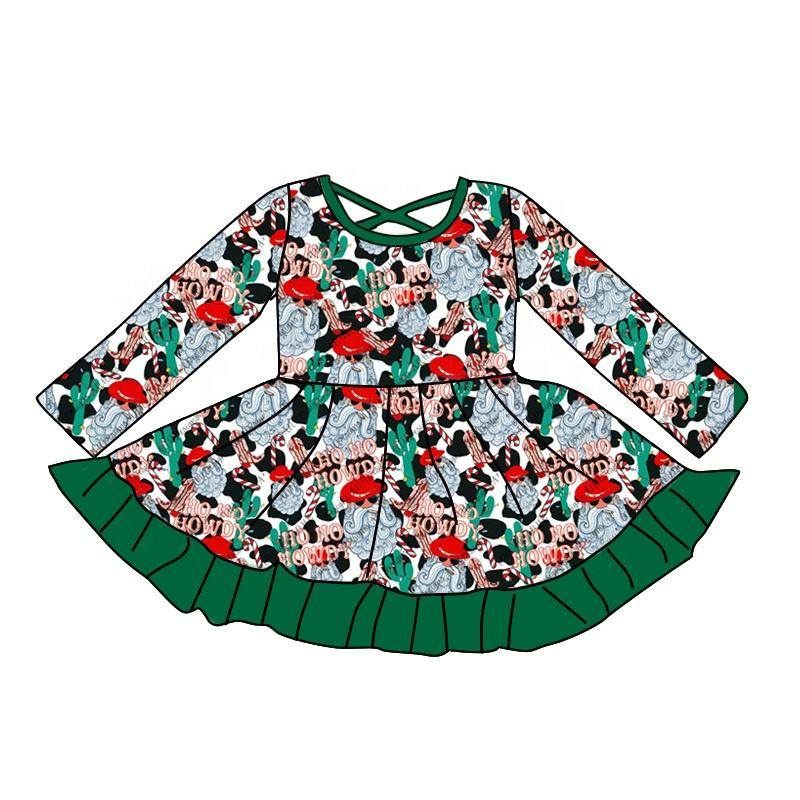 Custom moq 5 each style eta 6-7weeks baby girl clothes Christmas long sleeve dress-25.8.7