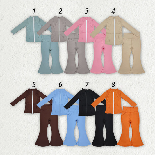 RTS NO MOQ Baby Girl Yoga Long Sleeve Trousers Set