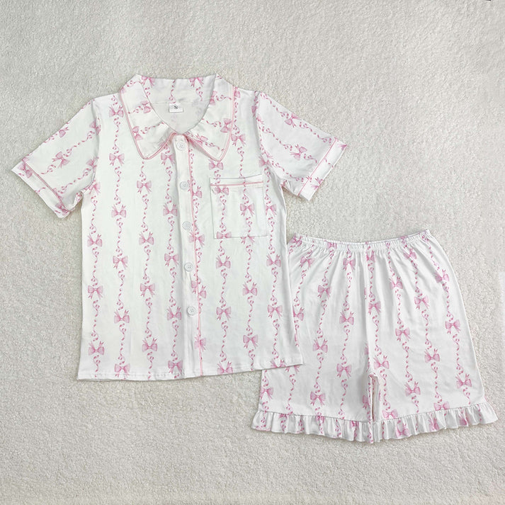 RTS NO MOQ Baby girl clothes Short Sleeve shorts pajamas Suit