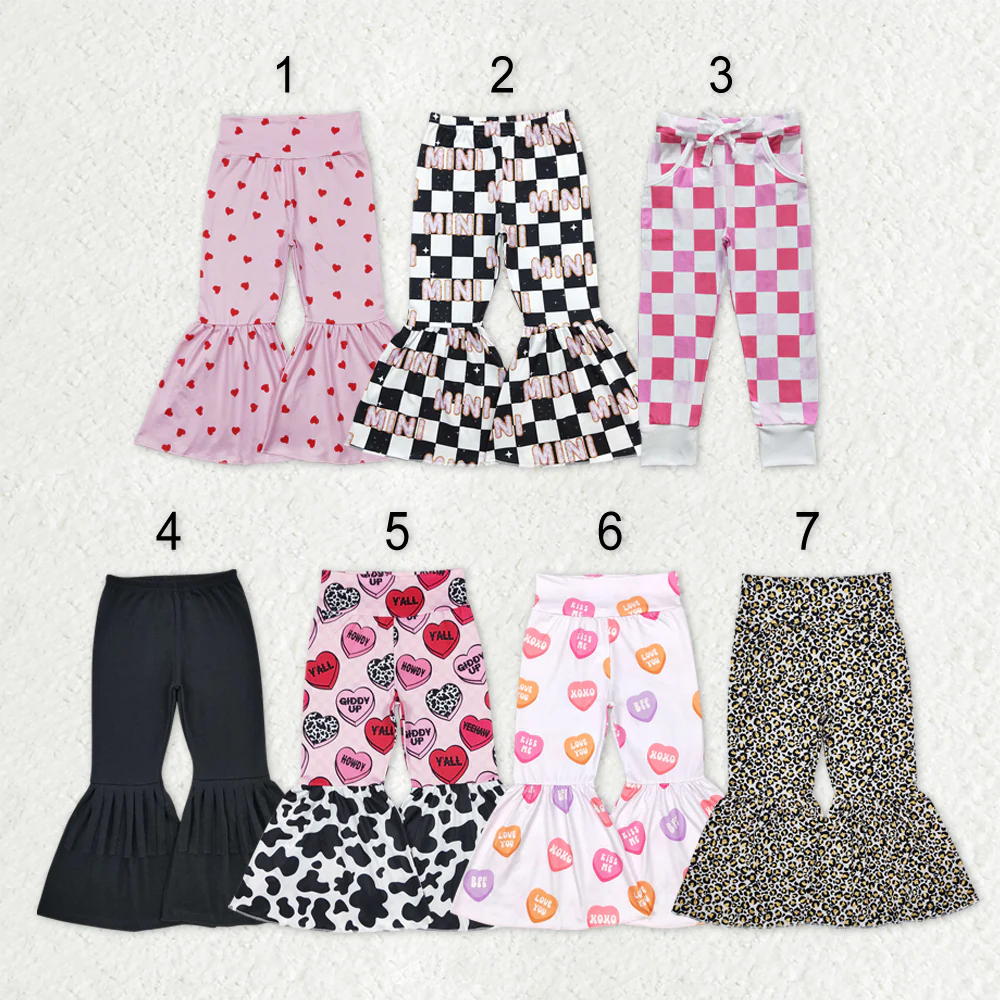 RTS NO MOQ Sibling Baby girls clothes Summer Valentine love long pants