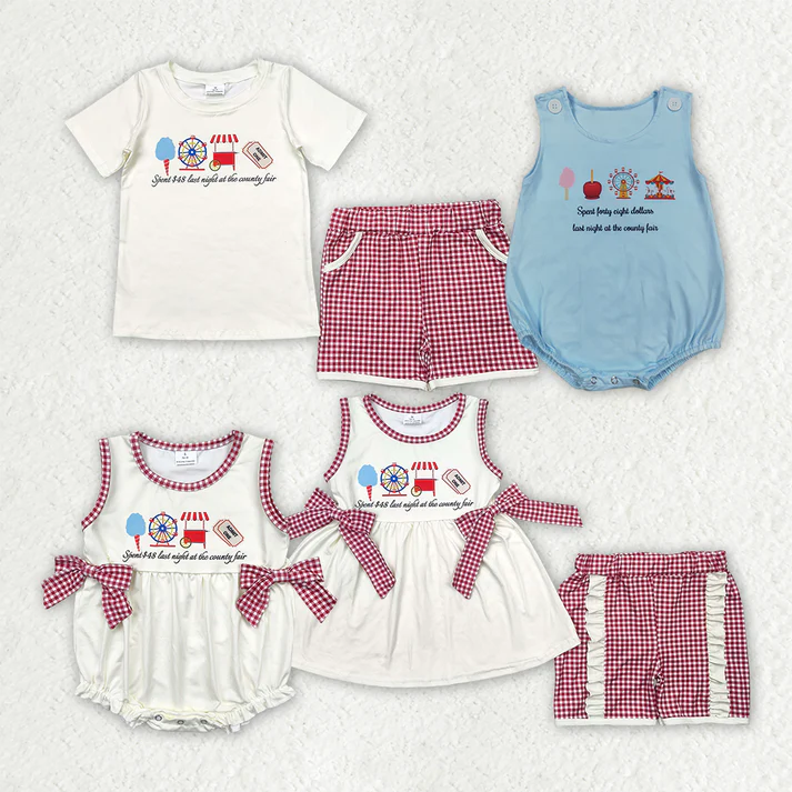RTS Sibling Match baby boy clothes girls short sleeve shorts sets rompers Series