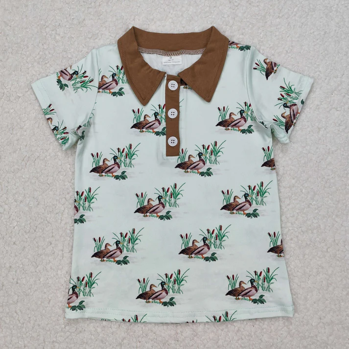 RTS NO MOQ Sibling baby boy clothes puppy deer duck short-sleeved tops
