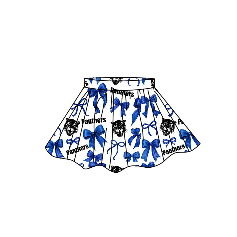 custom moq 5 mix size AASD0502 Adult And Kids Team Blue Bow Print Skirt Shorts Bottom