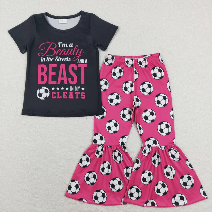 RTS NO MOQ Sibling Baby girl clothes baseball short-sleeved trousers pajamas suits