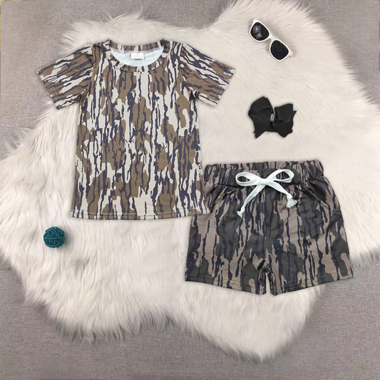 BT0623+SS0201-RTS NO MOQ HOT SELL baby boys clothes short sleeve Camouflage shorts set