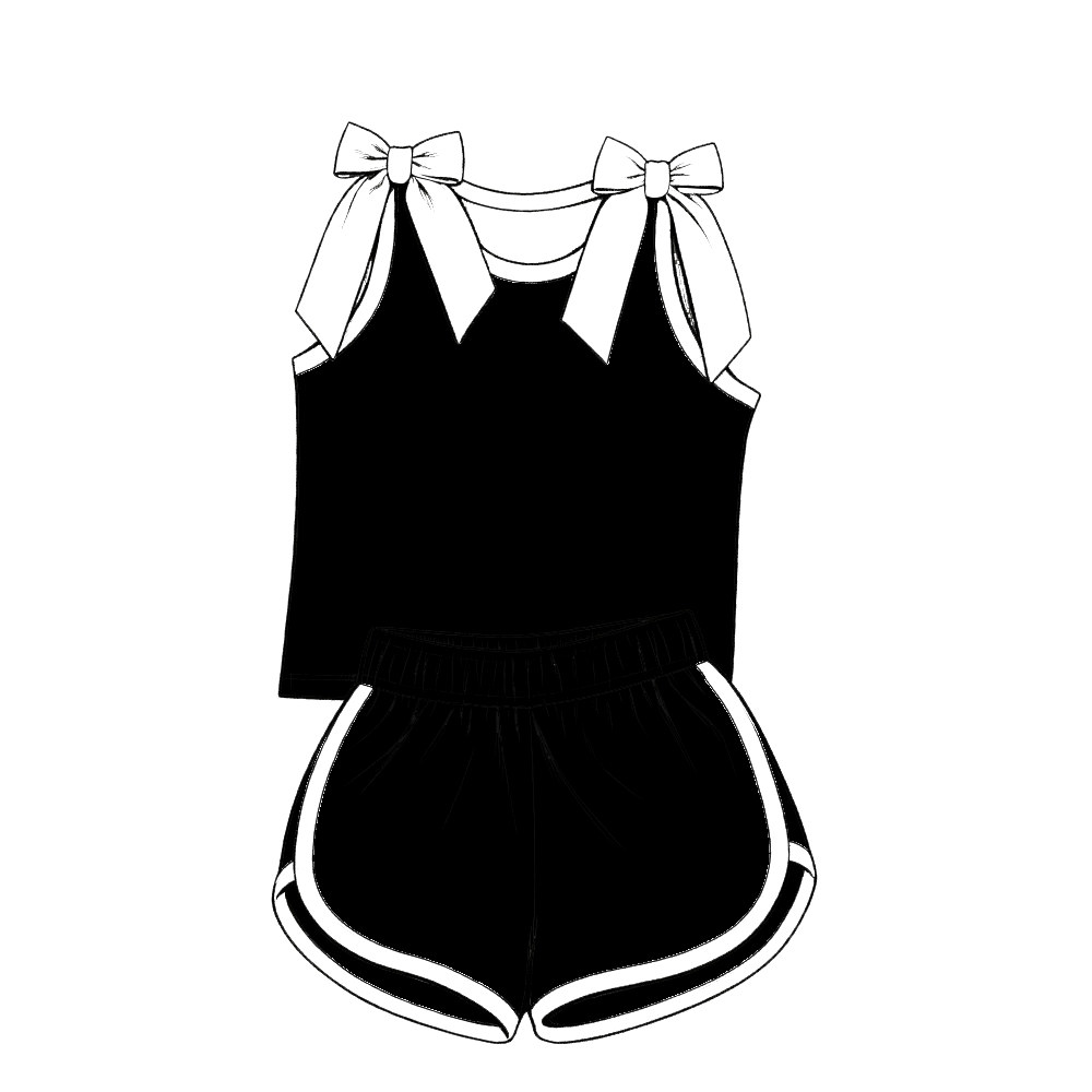 custom moq 5 mix size Baby Girls dark purplish-red Bow Sleeveless Top Shorts Summer Outfit Sets