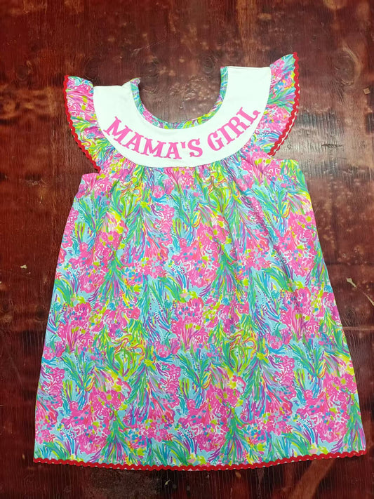 Custom moq 3 eta 6-7weeks baby girl clothes MAMA GIRL pink short sleeve dress-25.4.30