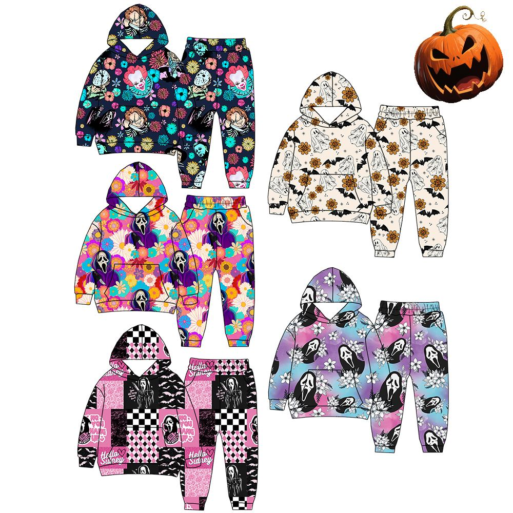 Custom moq 5 each style eta 6-7weeks baby girl clothes hooded long sleeve pants sets 1 and sets 7-25.7.24