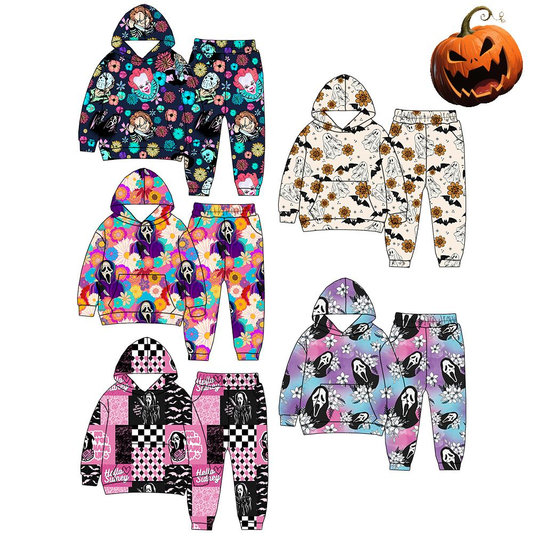 Custom moq 5 each style eta 6-7weeks baby girl clothes hooded long sleeve pants sets 1 and sets 7-25.7.24