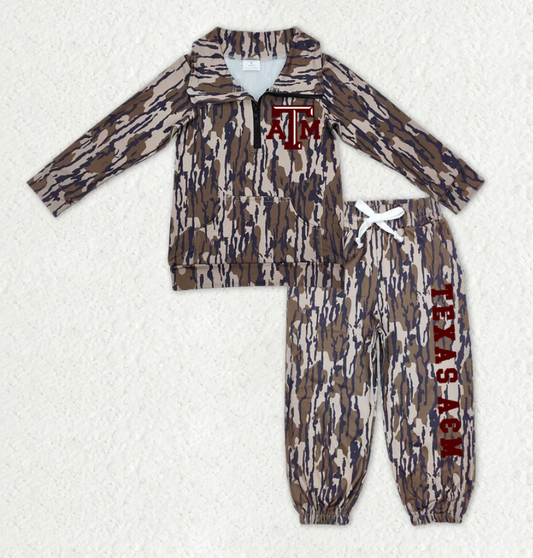 Custom moq 5 mix size milk silk summer teams baby boys clothes camouflage long sleeve pants sets-25.11.12