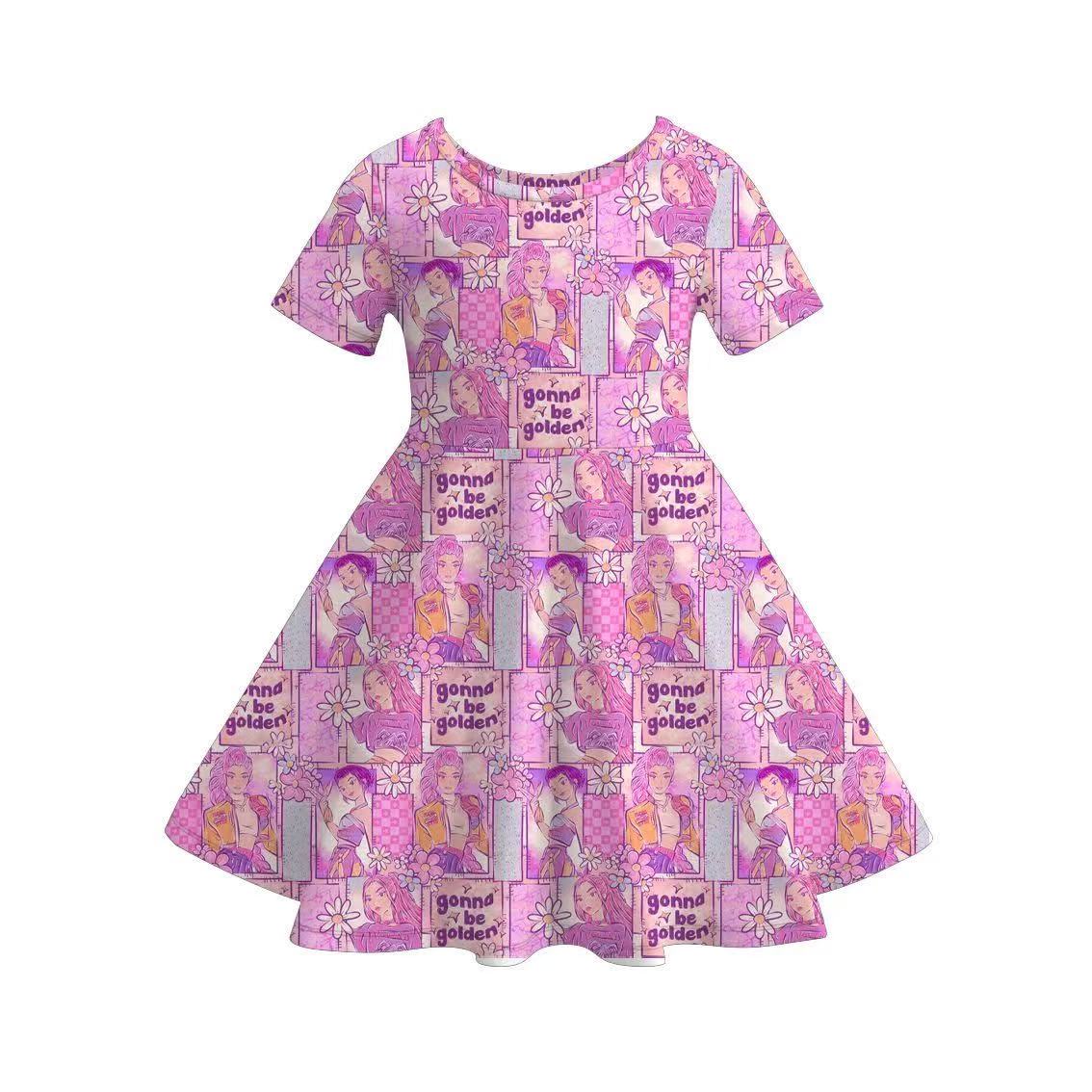 Custom moq 5 each style eta 6-7weeks baby girl clothes short sleeve dress