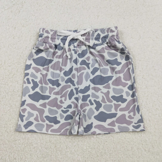 Best Sell RTS Baby Boys Southern Light Gray Blue Camouflage Shorts with Pockets Bottom for Infants