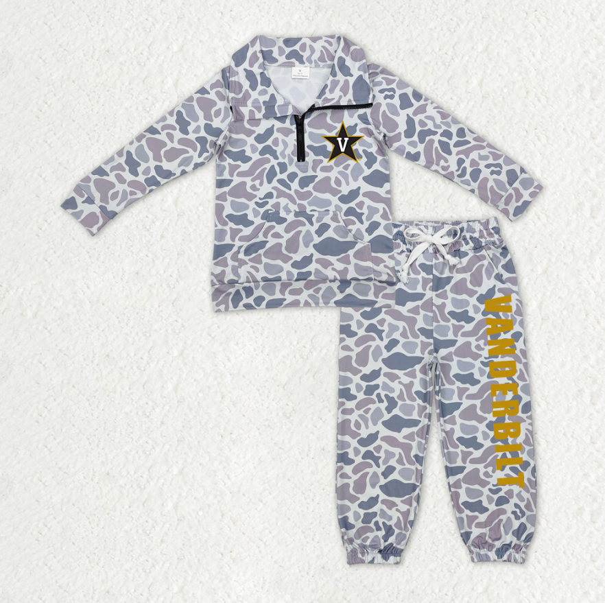 Custom moq 5 mix size milk silk summer teams baby boys clothes camouflage long sleeve pants sets-25.10.22