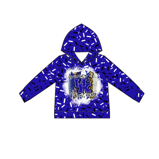 Custom moq 5 mix size milk silk summer team baby girls and boys clothes blue hooded long sleeve top-25.10.22