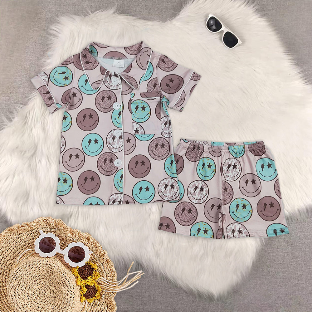 RTS NO MOQ Baby girl clothes Short Sleeve shorts pajamas Suit
