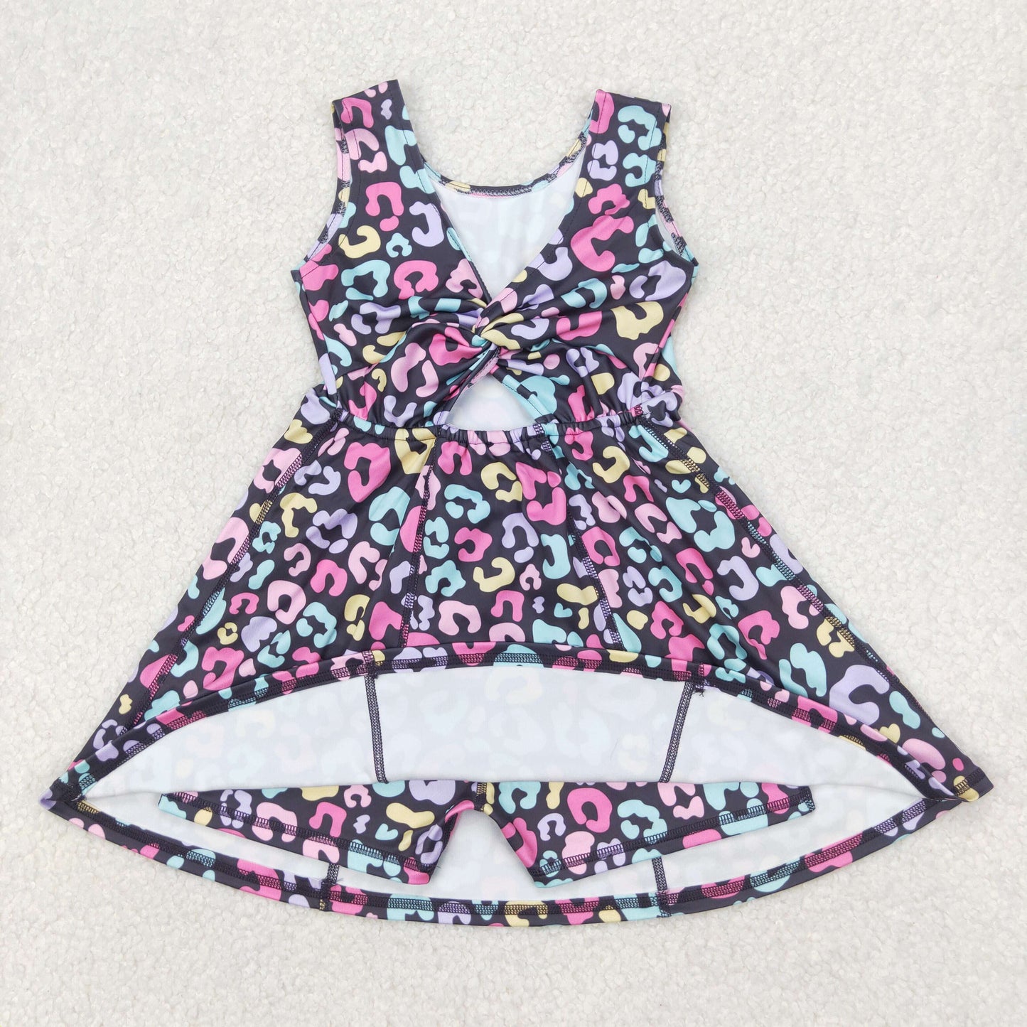 RTS NO MOQ ETA 5/7days Arrived GSD2175 Colorful leopard print grey yoga sleeveless dress