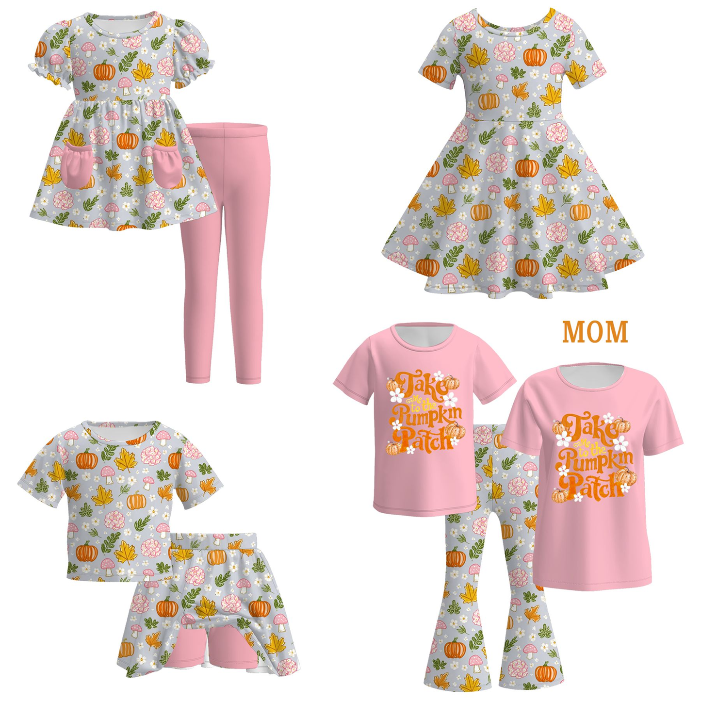 Custom moq 5 each style eta 6-7weeks halloween bow baby girl short sleeve shorts set and pant sets 1 and sets 2 and dress and adult top