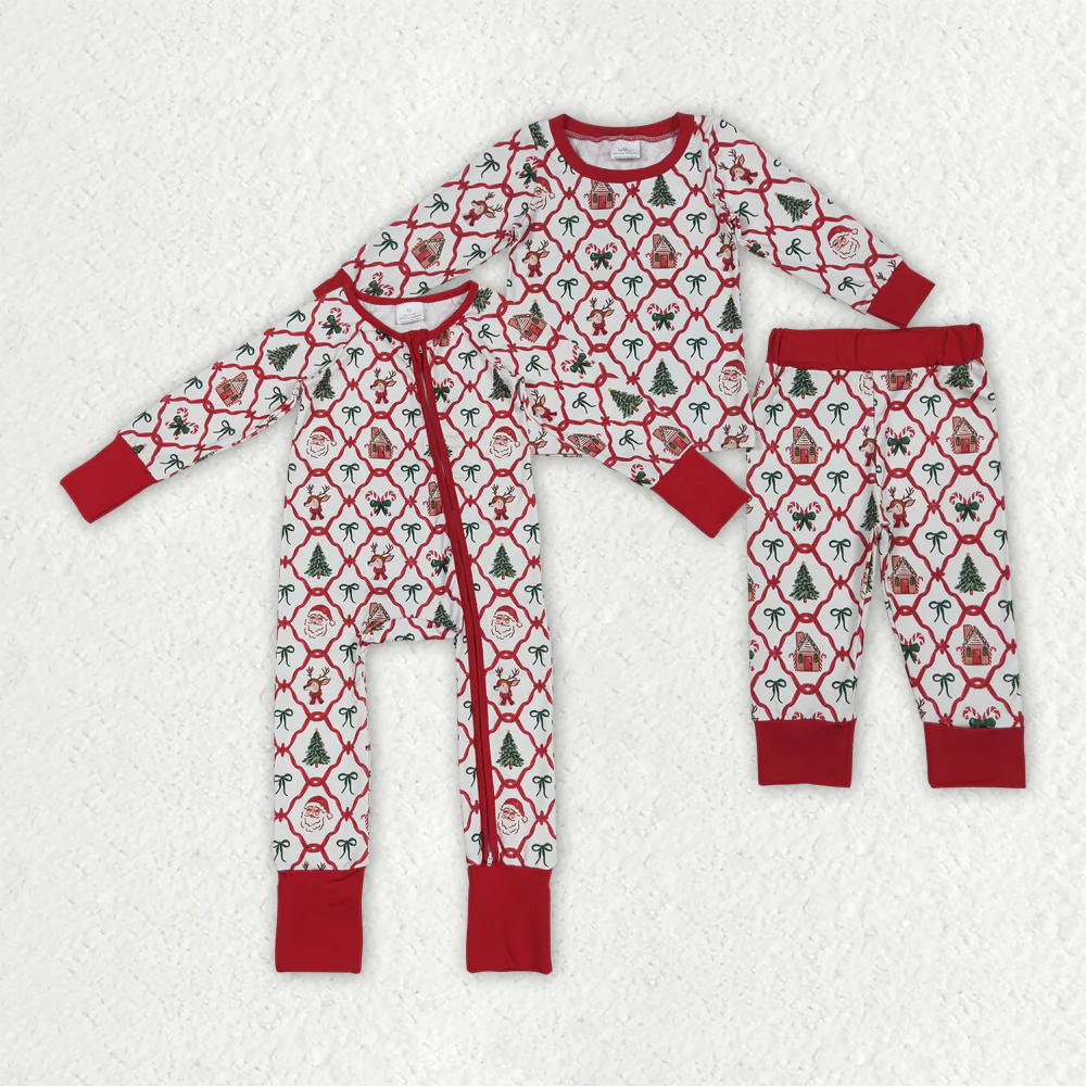 RTS NO MOQ Sibling Baby girls clothes Christmas long-sleeved trousers suit & romper