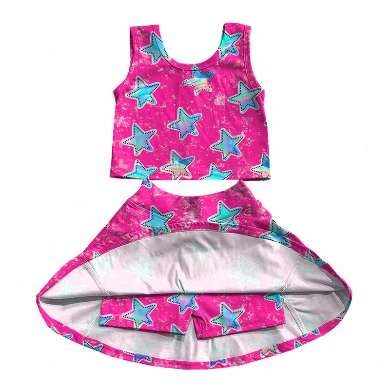 Custom moq 5 each style eta 6-7weeks baby girls summer stars sleeveless skirts shorts sets -25.7.24