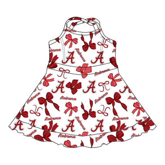 Custom moq 5 each style eta 6-7weeks baby girl clothes team bow red sleeveless dress-25.7.22