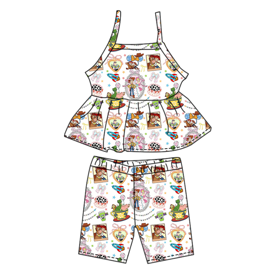 Custom moq 5 mix size milk silk Summer Girl Set with Short Sleeves and Shorts