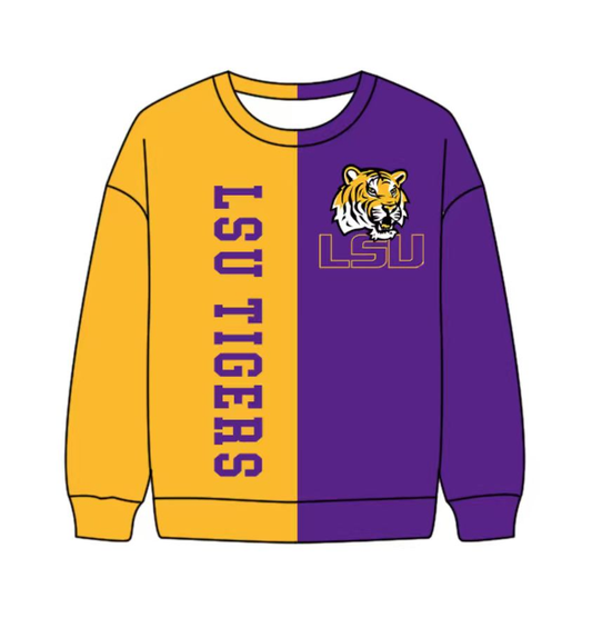 Custom moq 8 mix size milk silk summer team baby boys clothes yellow and purple long sleeve top-25.9.22