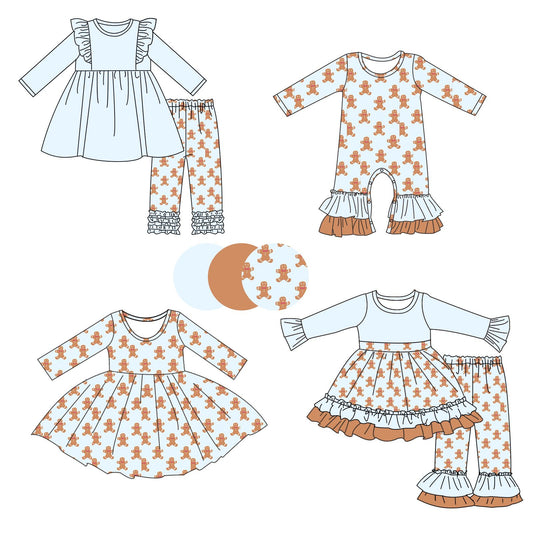 Custom moq 5 each style eta 6-7weeks baby girl clothes Christmas long sleeve pant set 2 and dress and romper-25.8.29