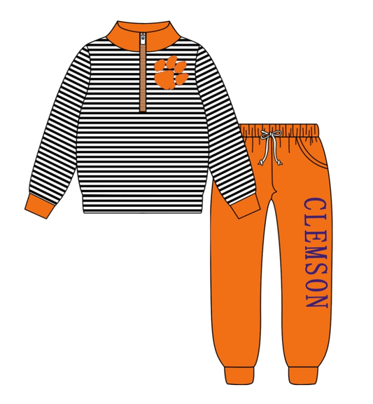 Custom moq 5 mix size milk silk summer teams baby boy clothes orange long sleeve pants sets-25.8.25