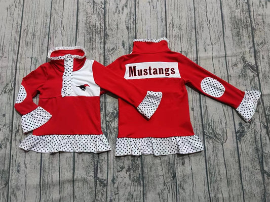 Custom moq 5 mix size milk silk summer teams baby girls clothes red long sleeve top-25.8.26