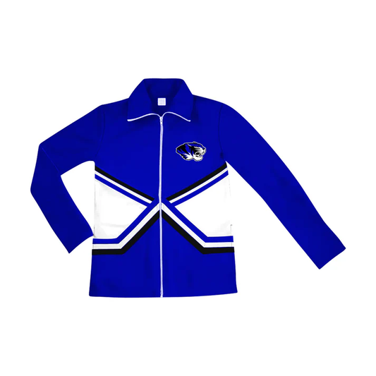 Custom moq 5 mix size milk silk baby girls clothes team blue long sleeve jacket-25.7.23