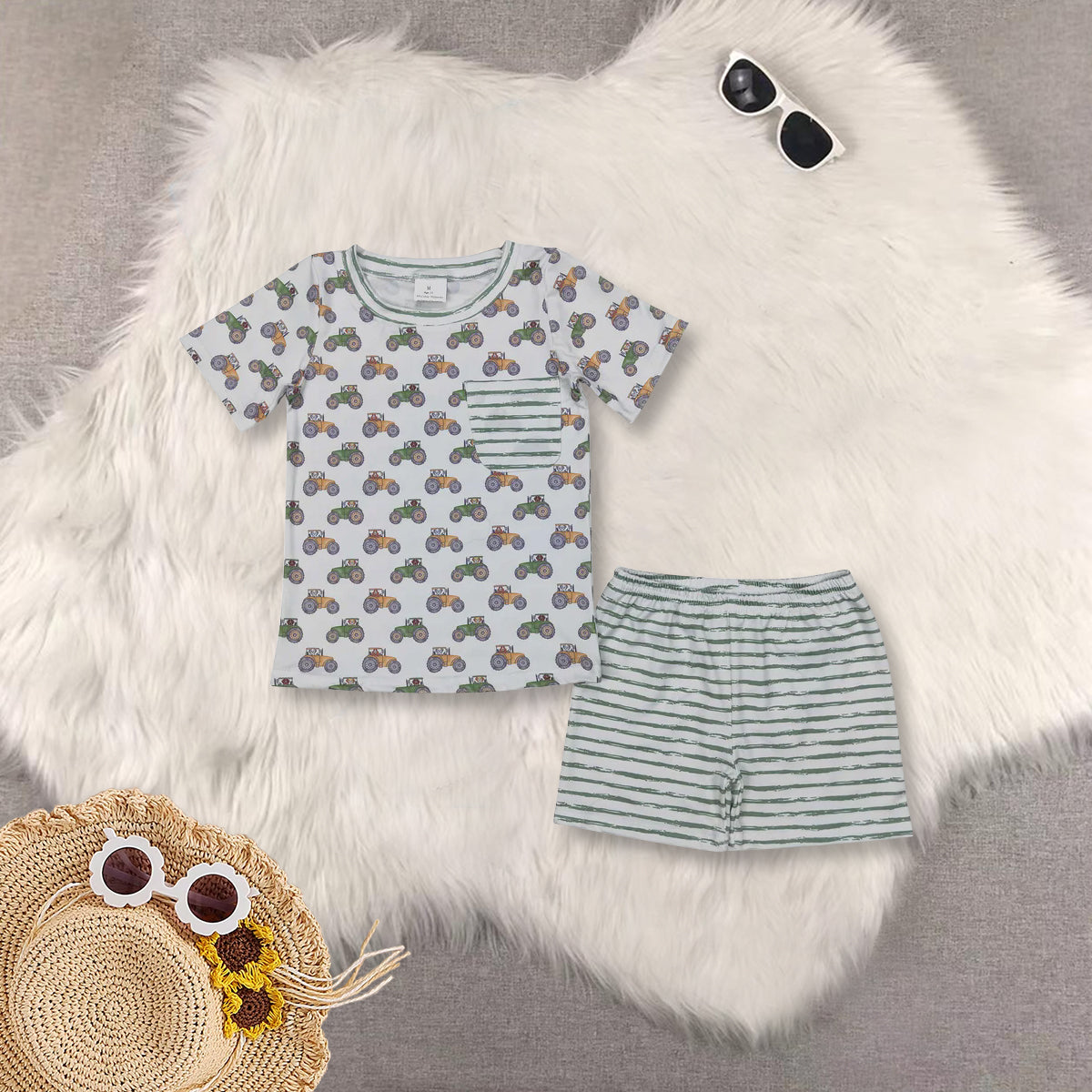 RTS NO MOQ Baby boy girls clothes  Short Sleeve shorts Suit