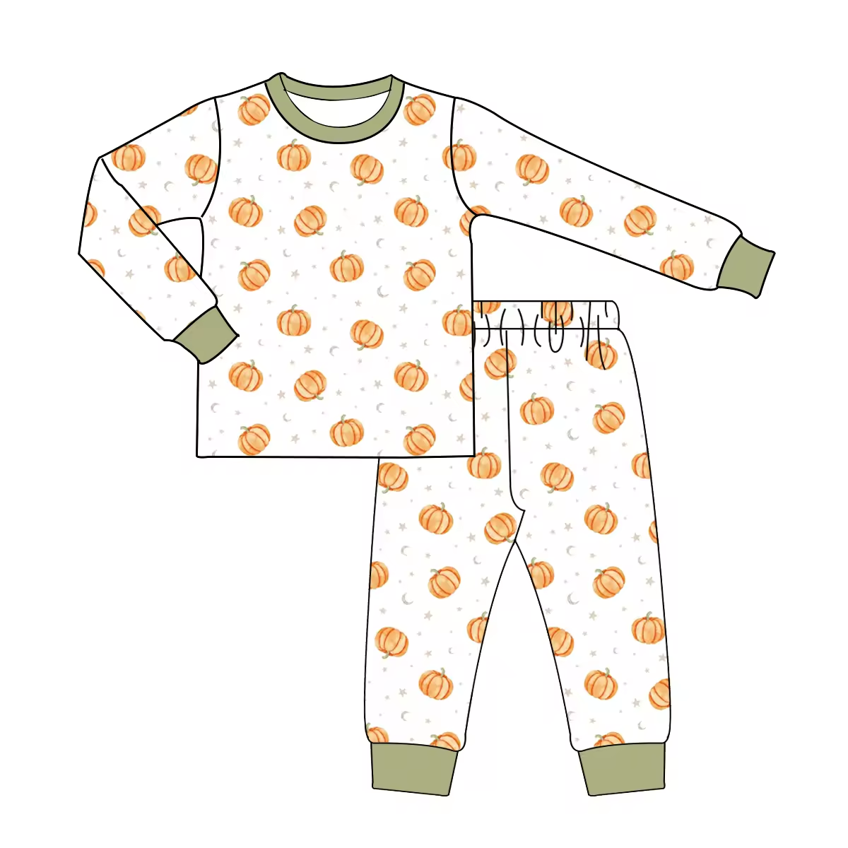 custom moq 3 each mix size eta 6-8weeks  Pumpkin-Stars and Moon Green Mixed Set