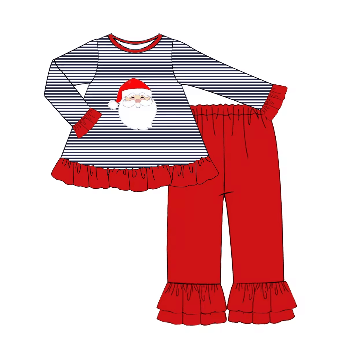 Custom moq 3 eta 6-8weeks  Santa Claus Lace Cuffs Black and White Striped Long Suit
