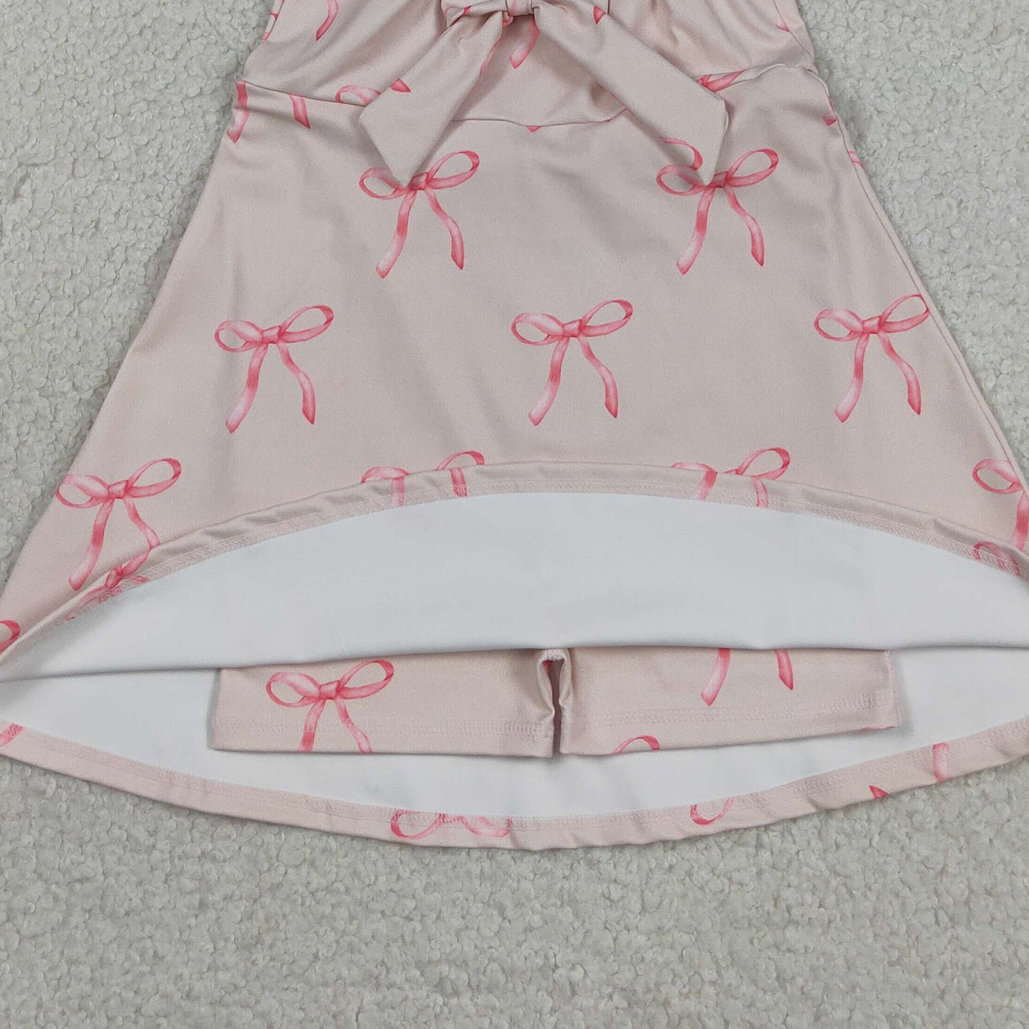 RTS NO MOQ yoga fabric GSD3421 Baby Girls Fashion Cute Strap Back Bows Yoga Active Knee Length Dresses