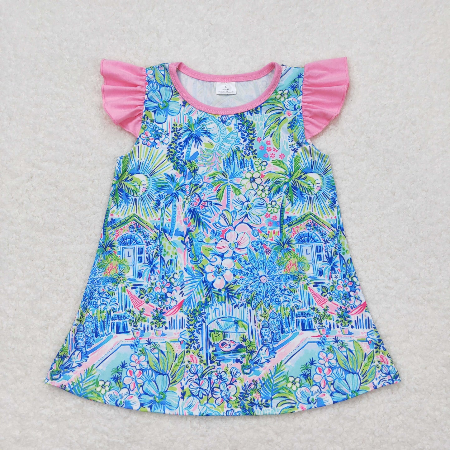 RTS NO MOQ baby girl clothes floral pattern short-sleeved tops