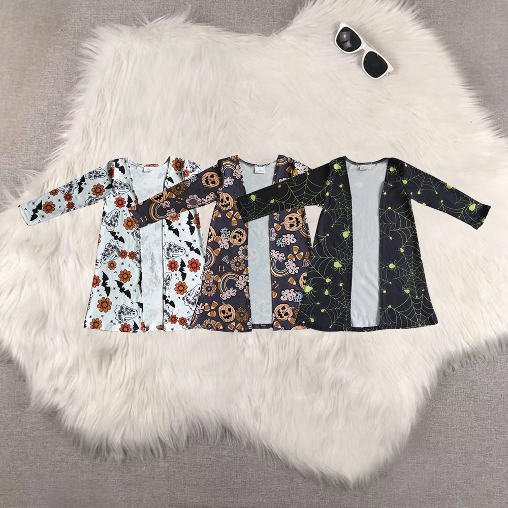 RTS NO MOQ Sibling baby Girls' long-sleeved cardigan with ghost flower and bat pattern