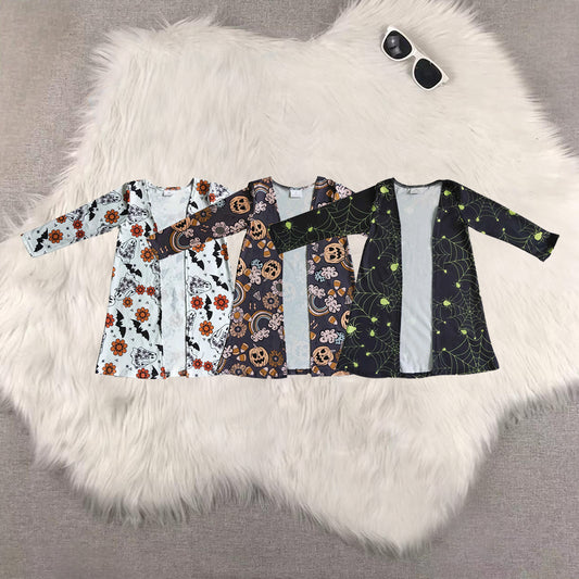 RTS NO MOQ Sibling baby Girls' long-sleeved cardigan with ghost flower and bat pattern