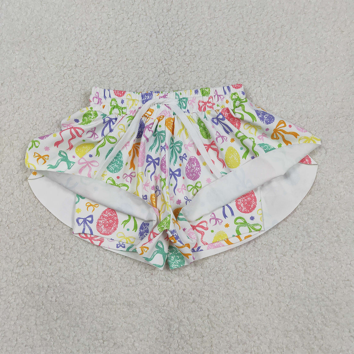 RTS NO MOQ SS0822 Baby Girls Colorful Bows Easter Yoga Active Ruffle Shorts Bottom for Summer