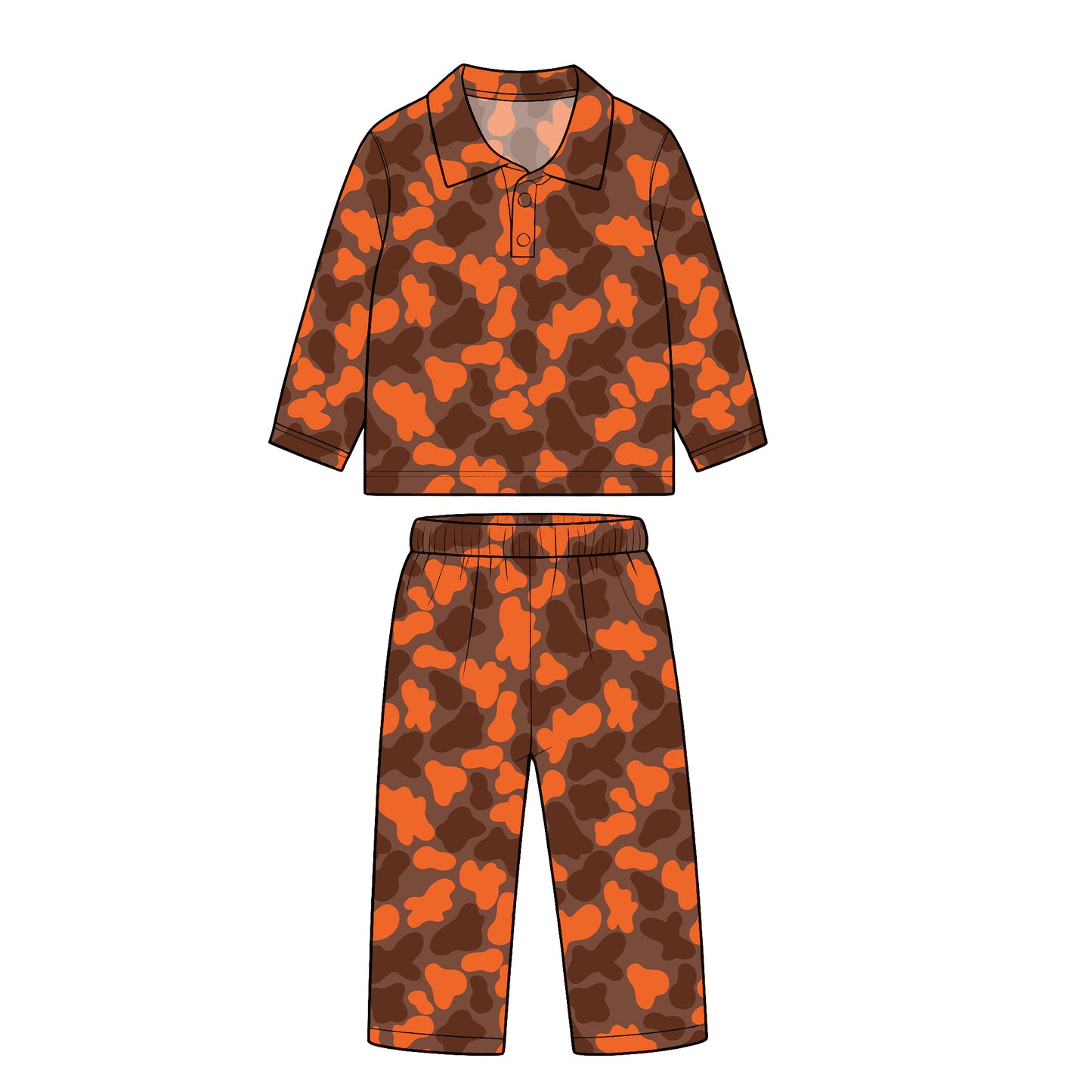 custom moq 5 mix size XY073004 Baby Kids Camo Print Long Sleeve Top Pants Casual Team Outfit Set