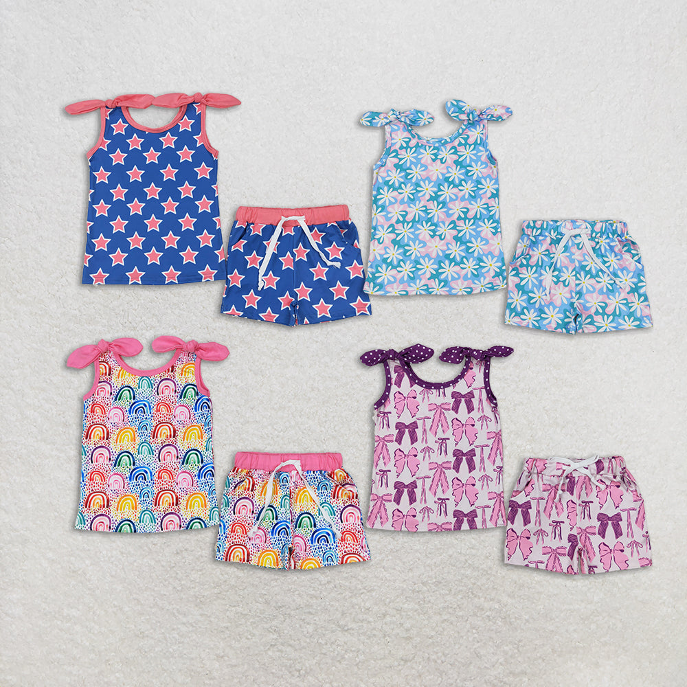 RTS NO MOQ baby Girls Clothes short sleeve shorts Sets dress