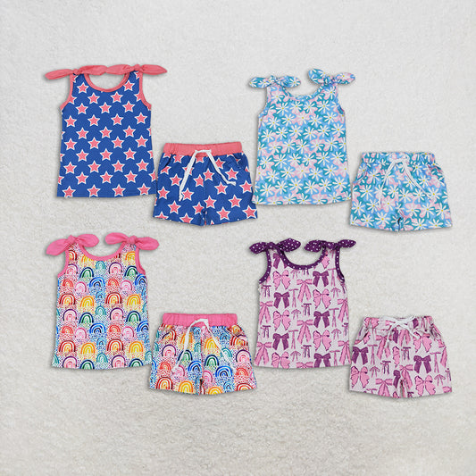 RTS NO MOQ baby Girls Clothes short sleeve shorts Sets dress
