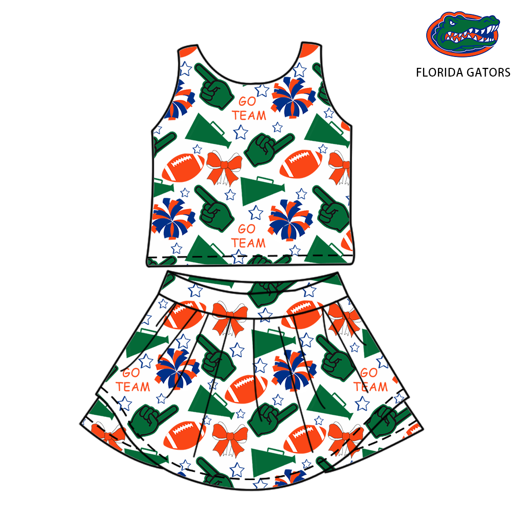 Custom moq 5 mix sizes summer teams baby girls clothes team green short sleeve skirts shorts sets and dress-25.6.7