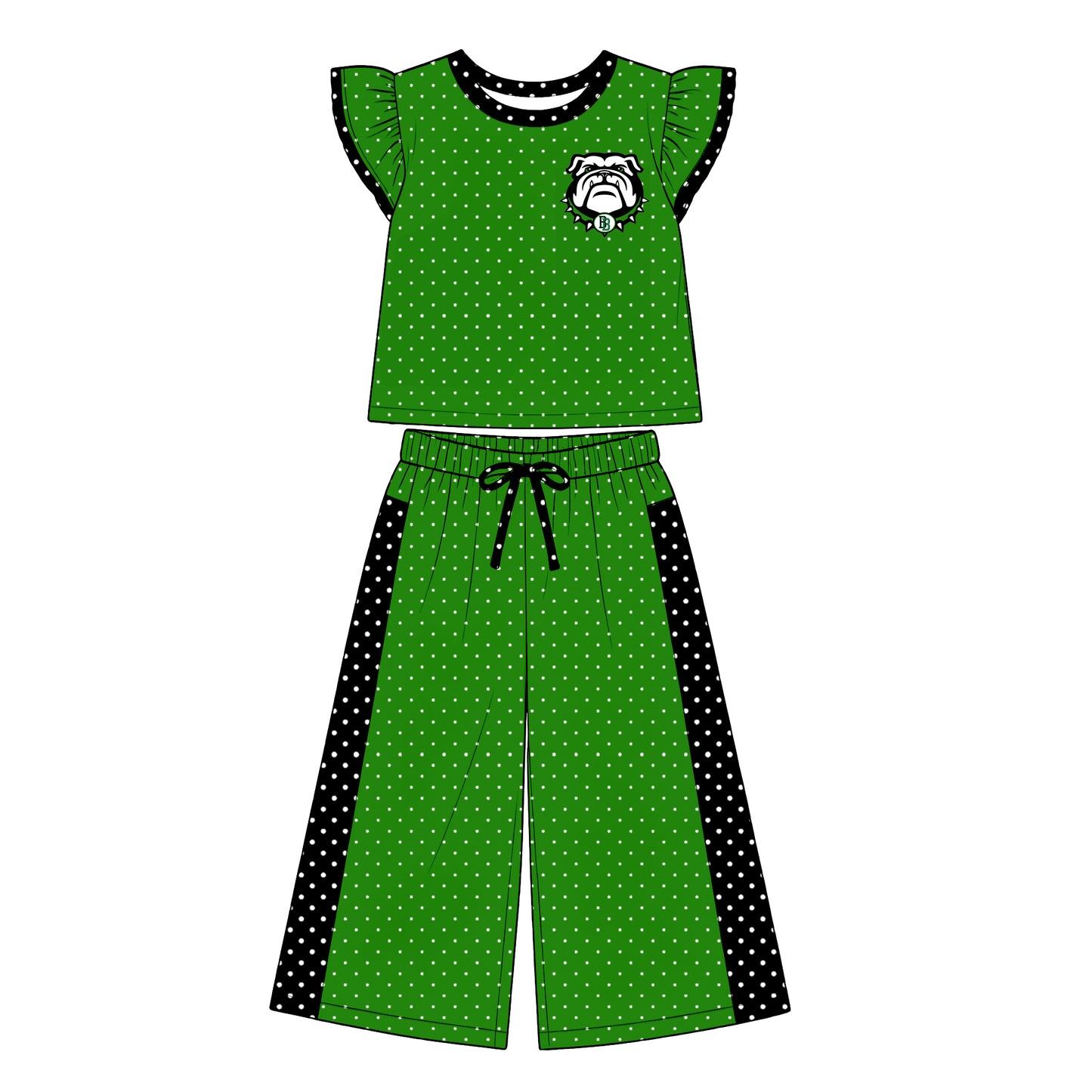 custom moq 5 mix size XY072405 Baby Girls Flutter Sleeve Polka Dots Top Pants Casual Team Daily Outfit