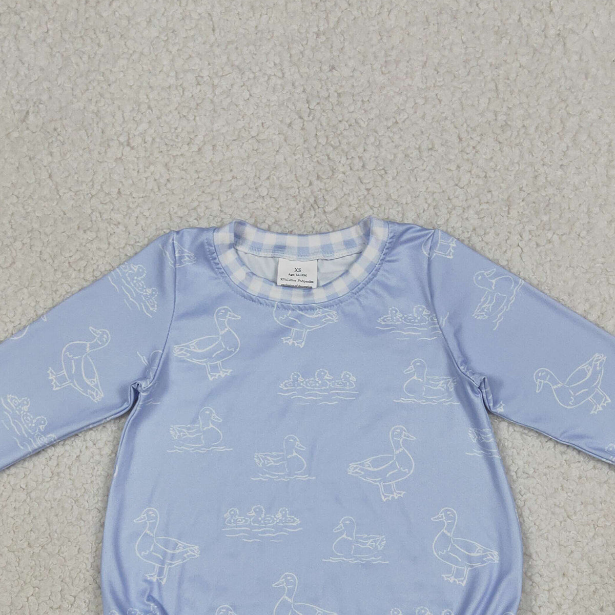 RTS NO MOQ LR2969 Baby Boys Blue Long Sleeve Ducks Hunting Rompers Cute Clothing